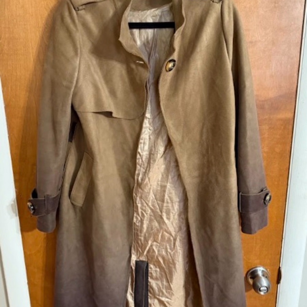 Ombre Trench Coat Elegant Brown Women's Coat